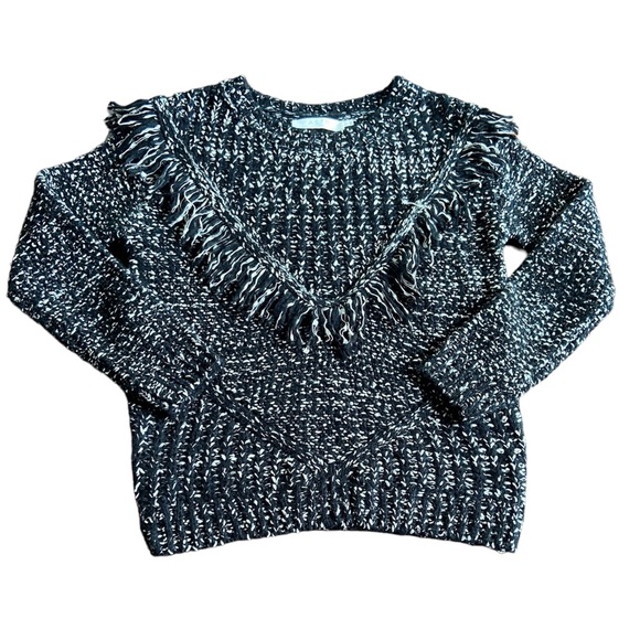 ASTR The Label Aritzia Women Knit Black White Fringe Boho Tassel Sweater size XS - Picture 5 of 10